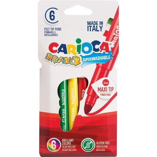 Carioca - Bravo könnyen mosható 6 db-os filctoll készlet