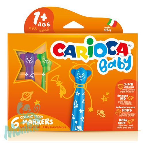 Carioca: Színes macis bébi filctoll 6db-os szett kimosható