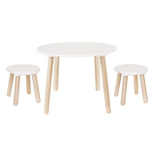 Asztal 2 székkel fából, fehér Jabadabado