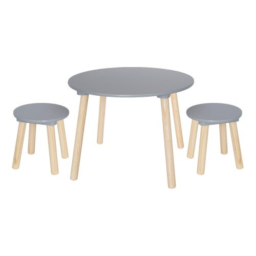 Asztal 2 székkel fából, ezüstszürke Jabadabado